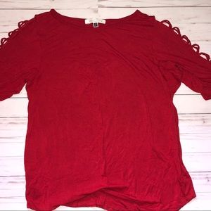 3/4 sleeve semi cold shoulder blouse